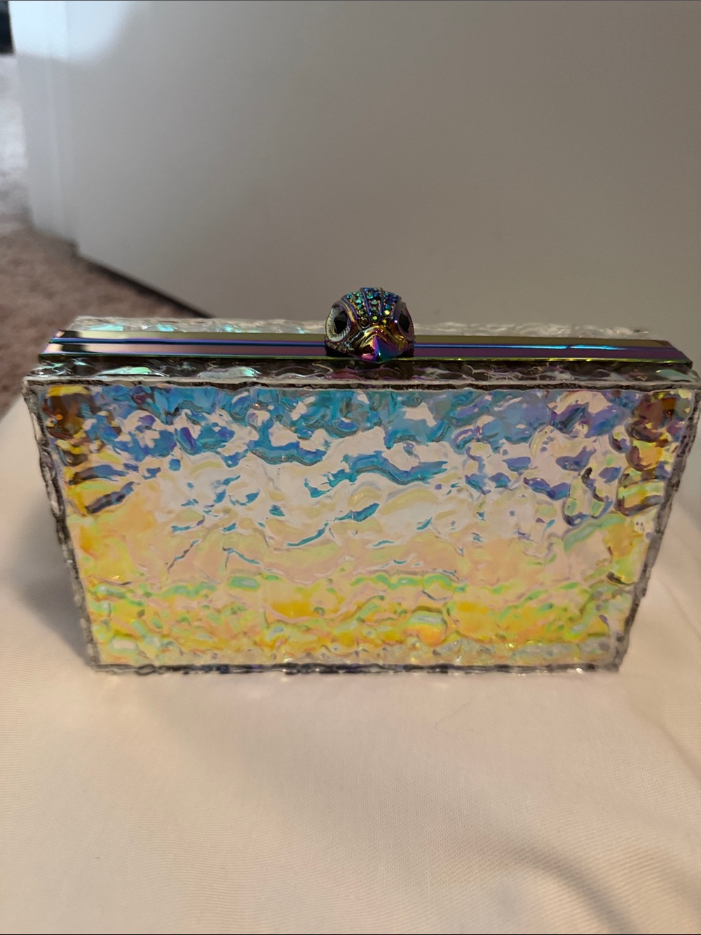 Kurt Geiger London Iridescent Textured Glass Clutch - Prism Shine